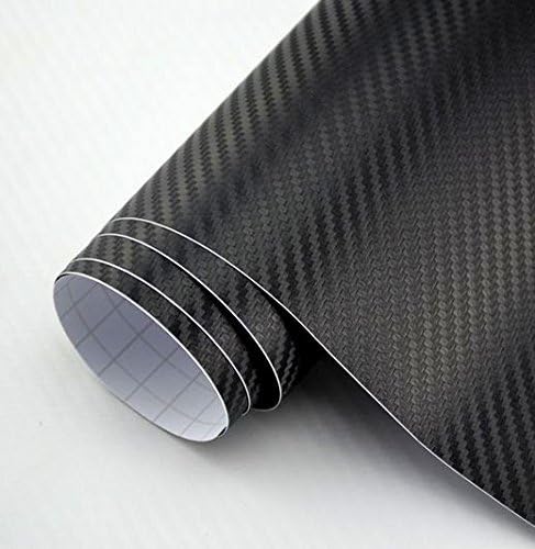 Indiashopers 3D bon Fiber Twill-Weave Matte Design Decal Wrap Vinyl Film (2 x 3 Feet) - Black