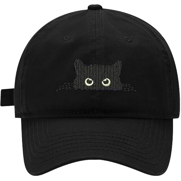 Embroidered Baseball Cap - Black Cat Graphic, Adjustable, Washable Cotton Embroidered Black Cat Baseball Cap, Black Cat Mama Cap, Cute  main image 3