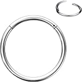 Hoeudjo Surgical Steel Hinged Nose Rings Hoop for Women Men 20G Nostril Septum Jewelry Helix Daith Tragus Rook Conch Cartilage Ear Lobe Piercings Earrings