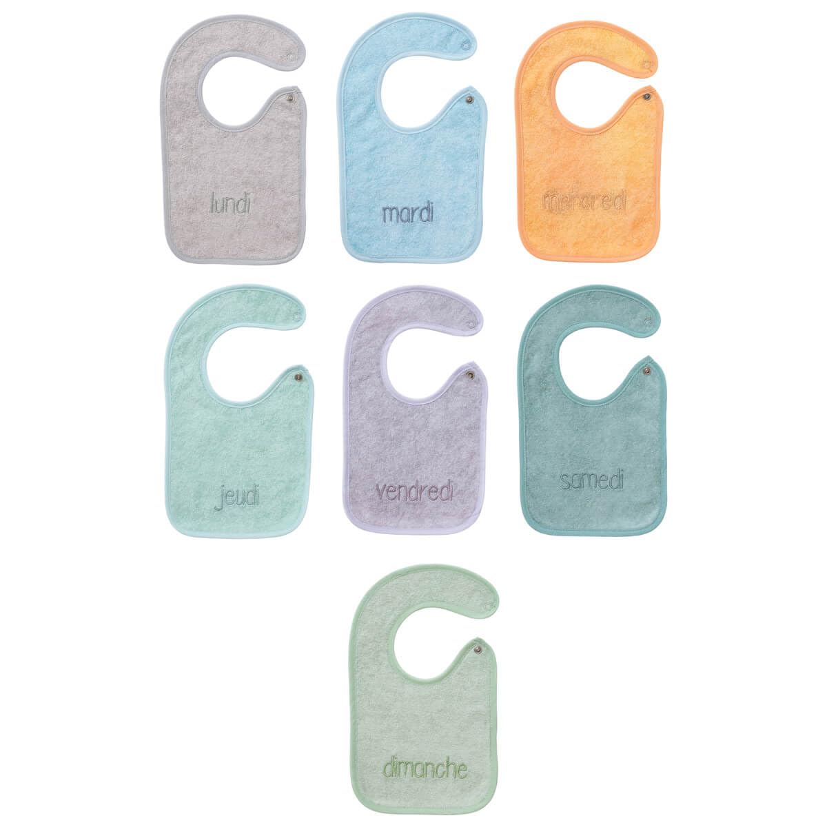 BabyCalin Set of 7 Embroidered Bibs 17 x 29 cm