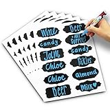 Homder Jars Labels- 120 Chalkboard Stickers- Canisters Labels+ 1 Erasable White Chalk Markers