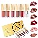 NAQIER 6pcs Matte Nude Liquid Lipstick Maquillajes Waterproof Lip Makeup for Women Long Lasting Non-Stick Cup Liquid Lip Gloss Set