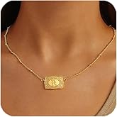 KLSURPRISE2 Belt Buckle Necklace With Initial 18k Gold Plated Gold Pendant Necklaces for Women Western Jewelry Gift (Gold R)