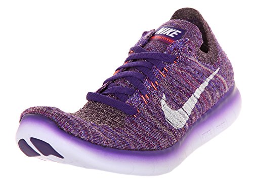 Nike Women's Free Running Motion Flyknit Shoes, Grand Purple/White-bright Mango-plum Fog - 7 B(M) US
