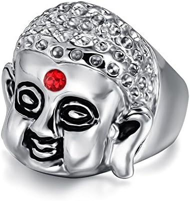 Vintage Retro Men's Biker Titanium Stainless Steel Rings Gothic Punk Style Buddha Head Ring Jewelry Sizes 8 to 12