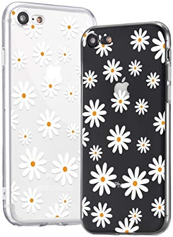 idocolors Girls Case for iPhone X/XS White Daisy Pattern Girly Floral TPU Cover Clear for Girls & Women Soft Bumper Protective Shockproof-Flower