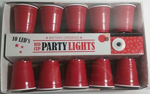 Battery Operated 10 LED's Red Cup Mini Party Lights