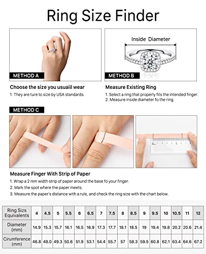 FCINOS Moissanite Engagement Rings, S925 Sterling Silver Wedding Rings Bridal Rings Set for Women, 18K White Gold Plated Halo Eternity Promise Ring 1CT D Color