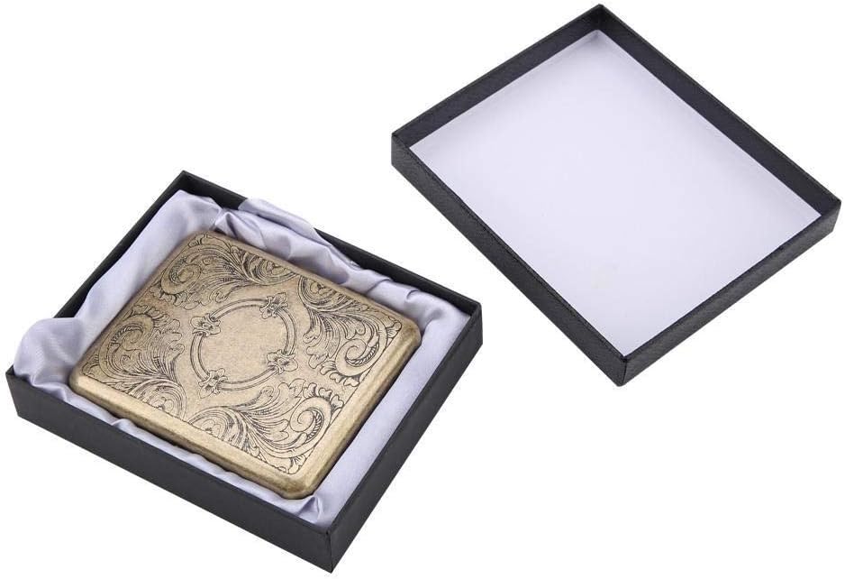 Rockyin Retro Bronze Metal Cigarette Box Case Double Sided Pocket Holder for 20 Cigarettes (#4)