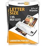 zoomyo Laminating Sheets | Letter Size 8.9 x 11.4 inches | 5 mil | Gloss | 100 pouches per pack