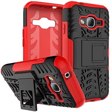 J1 Mini Prime Case, Lantier Hybrid Armor Shockproof Impact Protection Tough Hard Rugged Heavy Duty Combo Dual Layer Protective Case Cover with Kickstand for Samsung Galaxy J1 Mini Prime Red