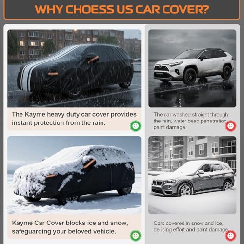 kayme Telo Outdoor Car Cover, Waterproof, Anti-UV, Windproof and Dustproof, with Cleaning Cloth, Compatible with BMW 5/6 Series, Mercedes Class E, Audi A6/A7 Etc. (Lowlin: 495 to 515 cm)