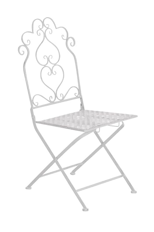 nostalgischer Klappstuhl Weiß aus Metall mit antiker Patina, Landhaus