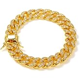 Gentle lie 18K Real Gold Plated Cuban Link Bracelet for Men Women,5A Cubic Zirconia Iced Out Chain,Hypoallergenic,Luxury Hip Hop Jewelry Gift