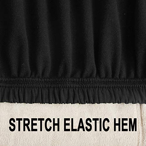 WOMACO Dining Room Bench Covers Stretch Spandex Upholstered Bench Seat Cushion Slipcovers for Kitchen Dining Bench Seat Protector (Black, Medium) - Thumbnail 4
