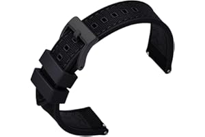 PTFULUOS Premium Upgrades Soft Hybrid (Fkm/Fpm Rubber and Sailcloth) Watch Bands for Men,20mm 22mm Waterproof Quick Release Replacement Watch Straps,Silver/Black/Gold/Rose Gold Brushed Buckle