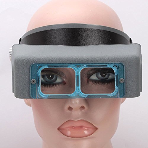 SKYZONAL Headband Magnifier Jewelry Visor Opitcal Glass Binocular Magnifier With Lens -1.5X 2X 2.5X 3.5x Magnification, 4" Focal Length