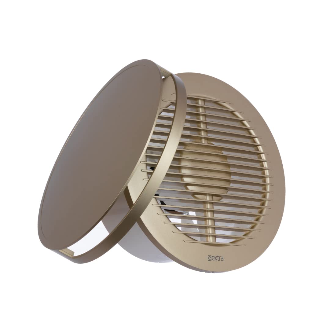 EUROPLAST Diameter 150mm Bathroom Extractor Fan with Timer Round - 6 inch Extractor Fan Bathroom a Front Panel - Gold Ceiling and Wall Mounted Fan