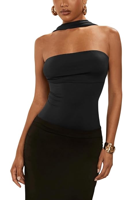 SOLY HUX Body Ajustado Sin Mangas De Piel Sintu00e9tica Para Mujer