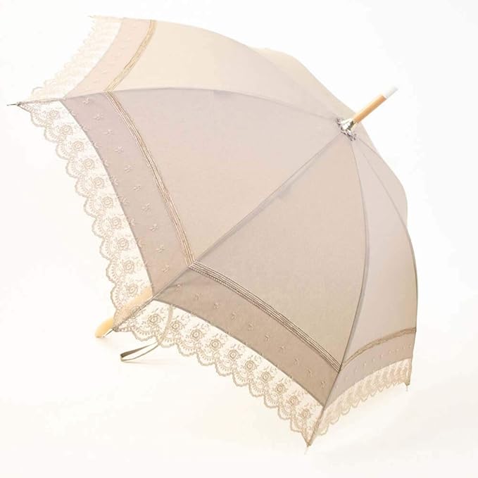 Amazon Co Jp Pierre Vaux ピエールヴォー 刺繍日傘 長傘 Romantique Long 布製 ベージュ 6451a フランス 製ブランド レディース レース セレブ 服 ファッション小物