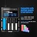 iEGrow ZL440C 4-Bay Smart Battery Charger with LCD Display for 26650, 18650, 18500, 18350, 17670, 17500, 16340, 14500, 10440 3.7V Lithium Batteries and 1.2V Ni-MH and Ni-Cd A/AA/AAA Batteries