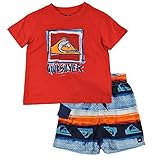 Quiksilver Baby Boys' Red Tee with Printed Microfiber Shorts