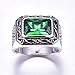 BONLAVIE 925 Sterling silver Fine Created Emerald and Cubic Zircon Ring Wedding Band for Men and Women Size 7