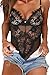 Aranmei Women Hollow Out Lace One Piece Bodysuit Teddy Lingerie (Black, Medium)