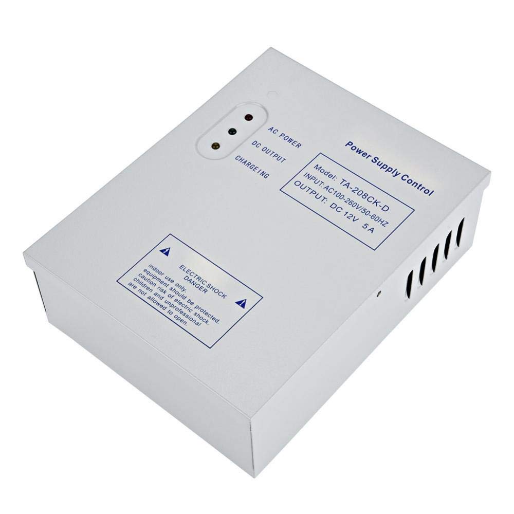 DC 12V 5A Power Supply for Door Access Control System, 50W UPS Backup with Adjustable Delay 0-15s, Overcurrent Overvoltage Short Circuit Protection