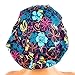 Women's Surgical Scrub Hat Nurse Ponytail Adjustable Euro Bouffant Blue Teal Floral
