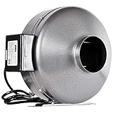 iPower GLFANXINLINE4 4 Inch 190 CFM Inline Duct Ventilation Fan HVAC Exhaust Blower for Grow Tent, Grounded Power Cord, Silver