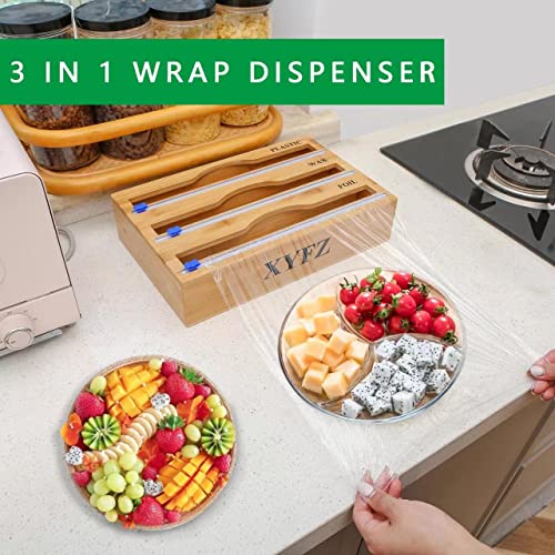 Foil and Plastic Wrap Organizer, 3 in 1 Plastic Wrap Dispenser with