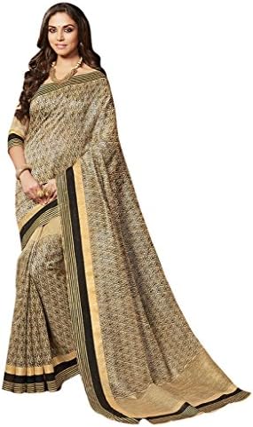 Indian Designer Saree Cotton Silk Printed Beige Branded Stylish Party Wear Saree (SS-3001)