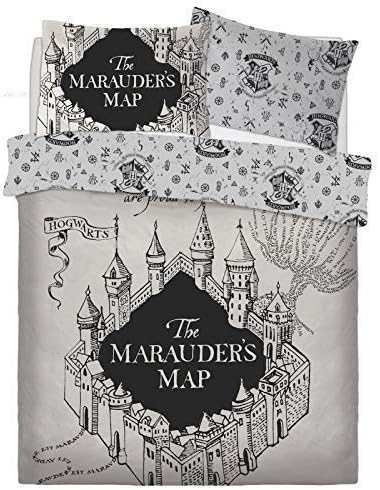 Harry Potter The Marauders Map Duvet Set Bed Reversible Quilt Cover Pillowcase Warner Brothers Bedding[Double]