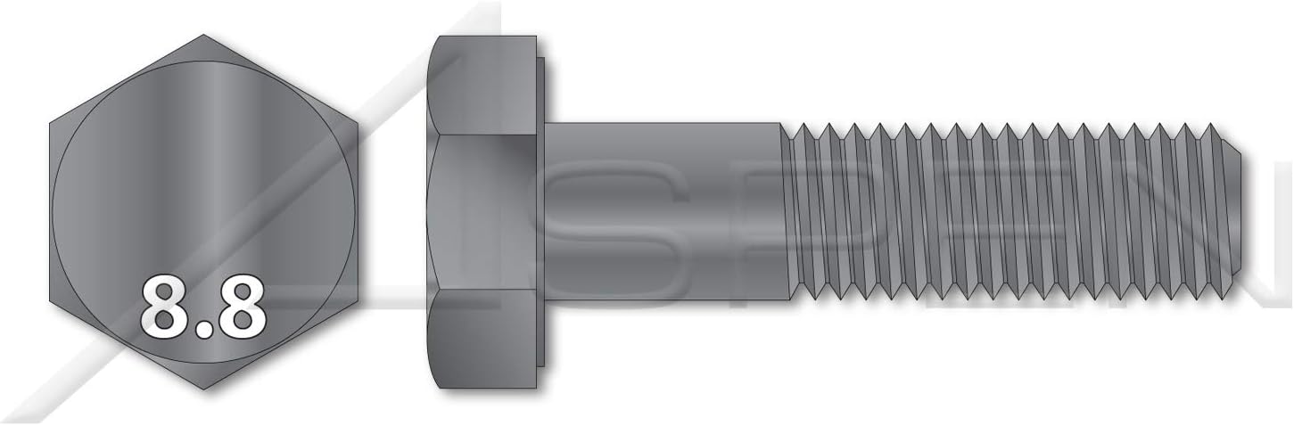 (10 pcs) M16-1.5 X 100mm, DIN 960, Metric, Hex Head Cap Screws Bolts, Fine Thread, Class 8.8 Steel, Plain