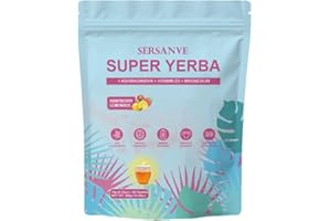 FW ZONE Super Yerba Tea Instant Powder with Indian Ginseng, Magnesium, Vitamin D, Raspberry Lemon,Support concentration, energy enhancement, and intestinal health, 30 Packs