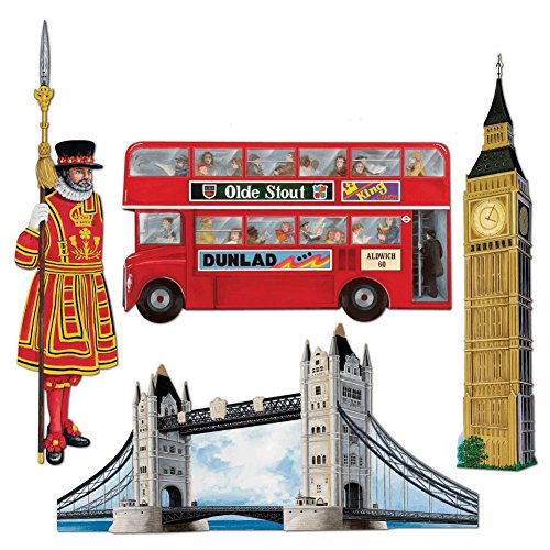 Beistle 55516 British Cutouts, 16-Inch, 4-Pack