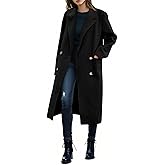 Saodimallsu Womens Winter Double Breasted Pea Coats Long Trench Coat Casual Work Office Overcoat with Pocket