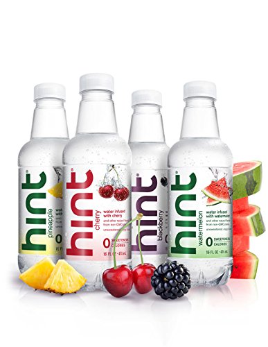 Hint Fruit Infused Water Variety Pack, (Pack of 12) 16 Ounce Bottles, 3 Bottles Each of: Crisp Apple, Watermelon, Pineapple, and Blackberry, Unsweet Water with Zero Diet Sweeteners