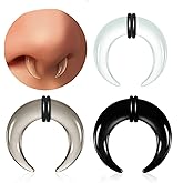 Casvort 3 PCS 14G-0G Cozy Glass Septum Stretching Kits Pincher Taper with O-Rings Buffalo Septum Retainers Hypoallergenic Fresh Stretch Body Piercing Retainers Ear Hangers