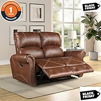 Civil Furniture Reclining Loveseat Recliner Couch PU Leather Comfortable Easy to Clean for Living Room, Office, Study Room