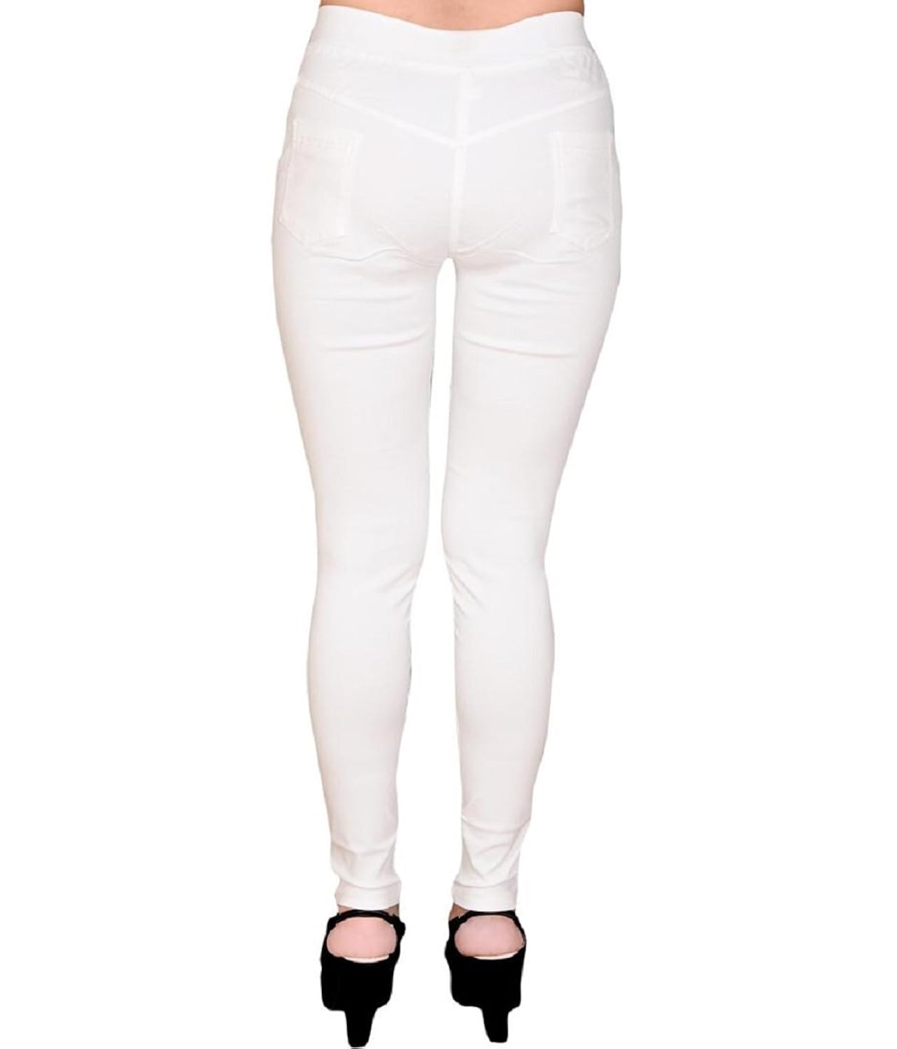 superior washer & gasket women's lycra jeggings (white, free size)