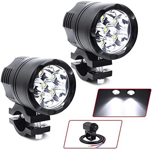 Biqing Universal Motorcycle Spotlights LED Headlights with Waterproof Switch,6 LEDs Motorbike Driving Fog Lights Auxiliary Lamp Daytime Running Lights 12V 24V for Trikes Quads Bike Cars Trucks