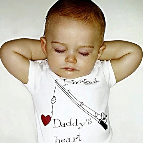 FEITONG Toddler Girl Boy Letter Print Pattern Short Sleeve Romper Bodysuit Shirt - Image 3