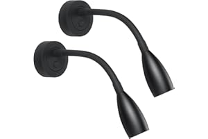 Obeaming 12V LED Dimmable Reading Light 2 Pack, RV Bedside Reading Lamp with USB Charger 12 Volt Flexible Neck Wall Lamp for Camper Van Travel Trailer Truck Boat Interior Lighting