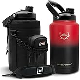 NATURE PIONEOR 1 Gallon Insulated Water Bottle - Double Vacuum Stainless Steel 128 oz Water Bottle with Holder/Carrier, Wide Mouth 1 gallon Water Jug for Outdoor Sports, Hiking, Camping, Gym