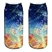 AnVei-Nao Womens Girls Star Sky Universe Short 3D Pattern Printed Socks 9 Pack