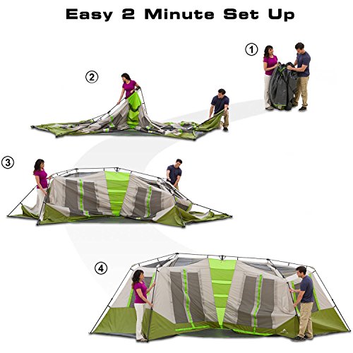 Ozark Trail 8 Person Instant Double Villa Cabin Tent Green