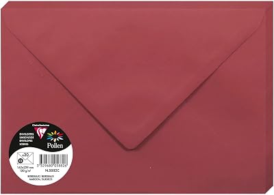 Clairefontaine 5882C Pack of 20 Gummed Envelopes C5 Burgundy 120gsm