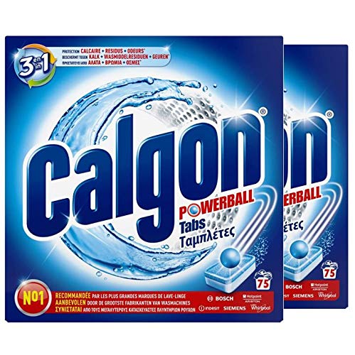 CalgonPack of 2 3-in-1 Anti-Limescale Tablets for Washing Machine – 75 Tablets